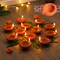 Traditional Handmade Terracotta Clay Diya Set - Mitti Ka Deepak for Pooja, Diwali Decoration, Temple Puja, Home & Office Decor Oil Lamps -Vilakku Deepawali Gift Items